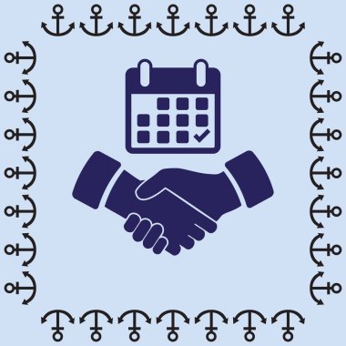 Takvim ve el sıkışma simgesi