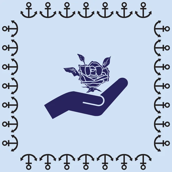 Троянда в руці значок — стоковий вектор