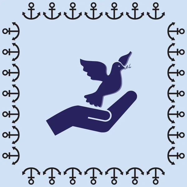 Güvercin ve el simgesi