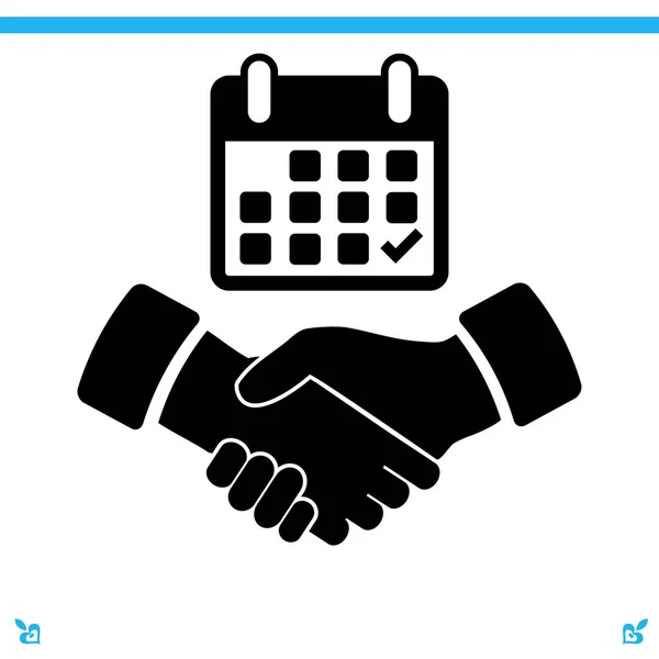 Calendar and handshake flat icon — Stock Vector