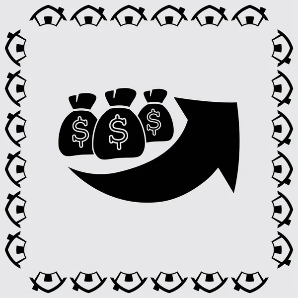 Bolsas de dinero crecido icono gráfico — Vector de stock