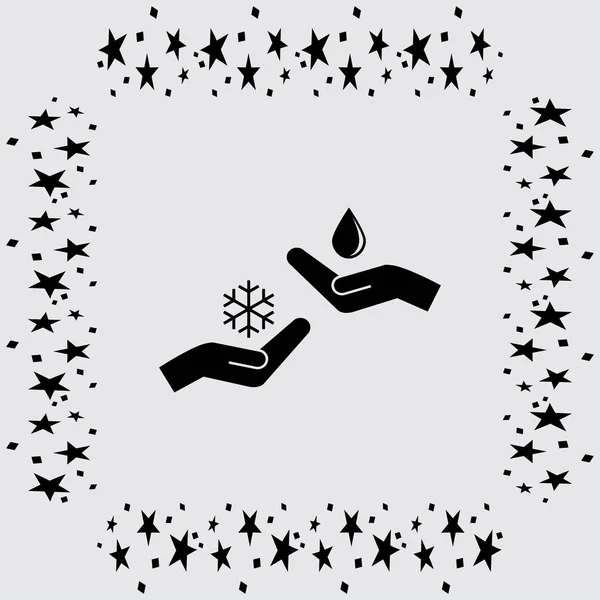Icono de gotita y copo de nieve — Vector de stock