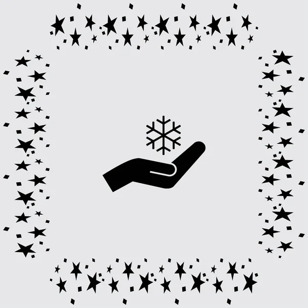 Schneeflocke und Handsymbol — Stockvektor