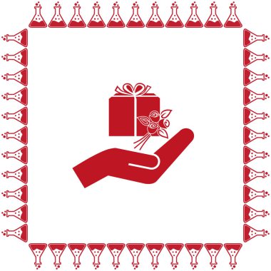 hediye ve el simgesi