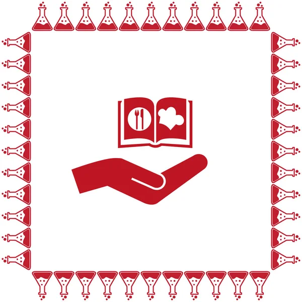 aşçı kitap ve el simgesi