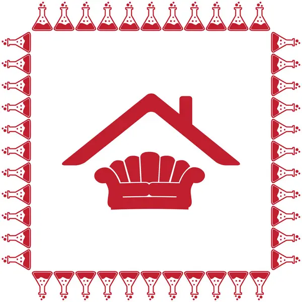 Canapé sous le toit icône — Image vectorielle