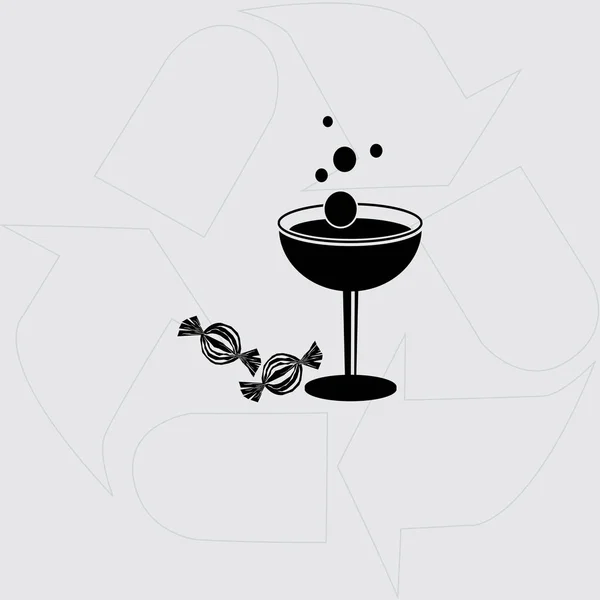 Wijn en snoep pictogram — Stockvector