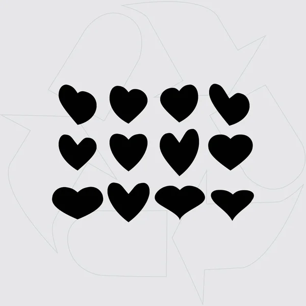 Ícone de corações, conjunto de sinal de amor — Vetor de Stock