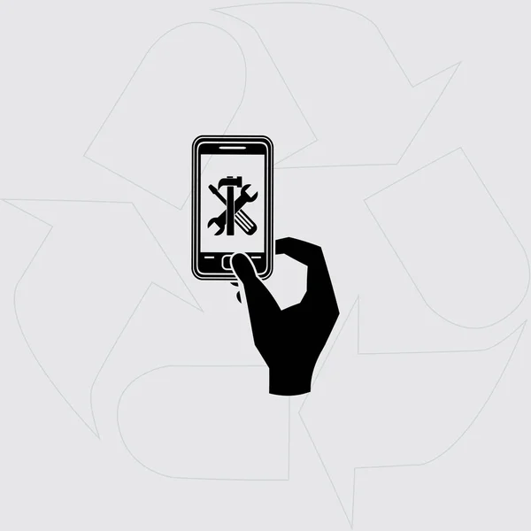 Reparatur Telefon und Hand-Symbol — Stockvektor