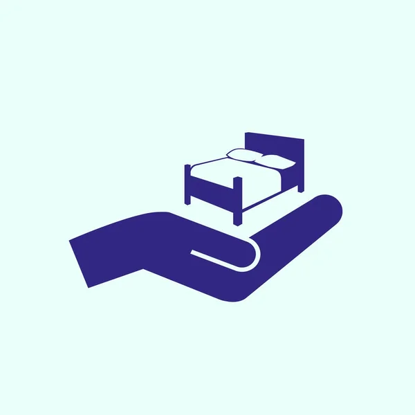 Cama y mano icono — Vector de stock