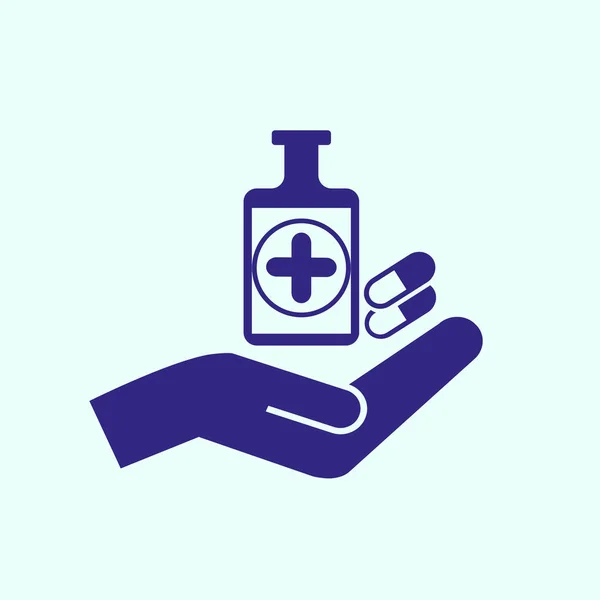 Medicinec i ręki ikonę — Wektor stockowy