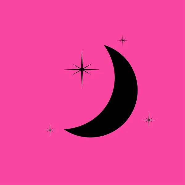 月と星のフラット アイコン — ストックベクタ