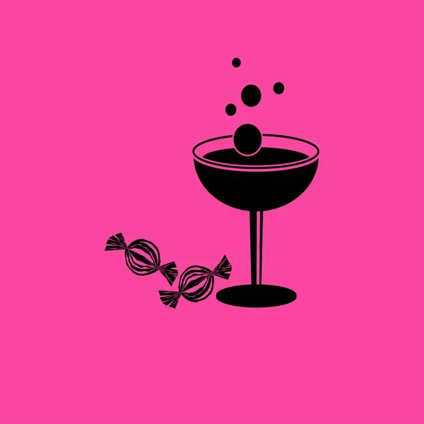 Wijn en snoepjes platte pictogram — Stockvector