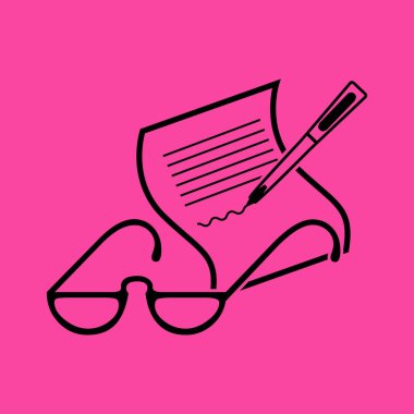 Gözlük ve belge düz simgesi