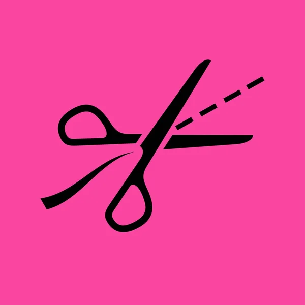 Schere mit geschnittenen Linien flaches Symbol — Stockvektor