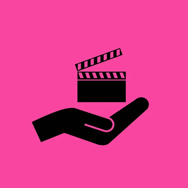 Signo de cine en la mano icono plano — Vector de stock