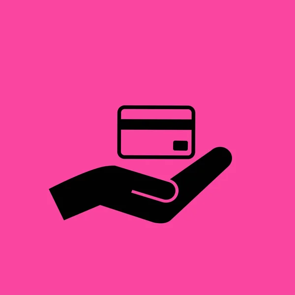 Kartu kredit pada ikon datar tangan - Stok Vektor