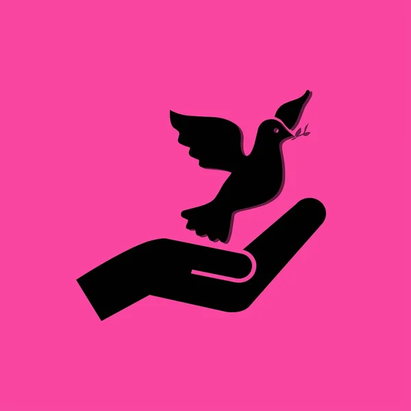 Taube und Hand flach Ikone — Stockvektor