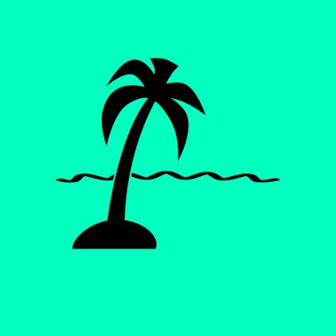 palm düz simgesi ile egzotik ada