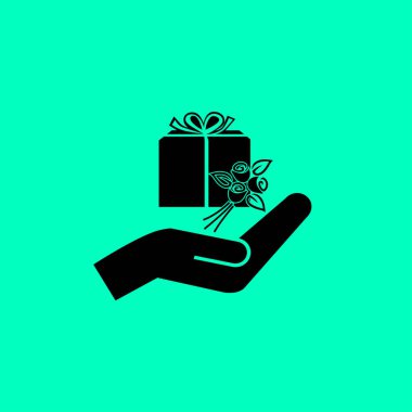 hediye ve el simgesi