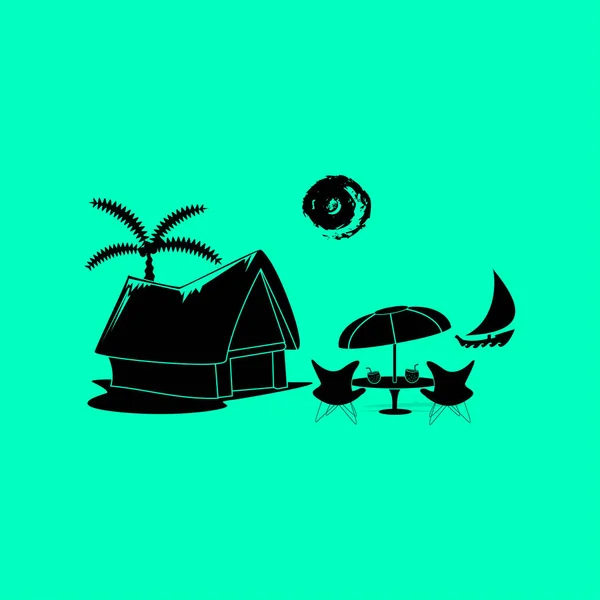 Strand shack platte pictogram — Stockvector