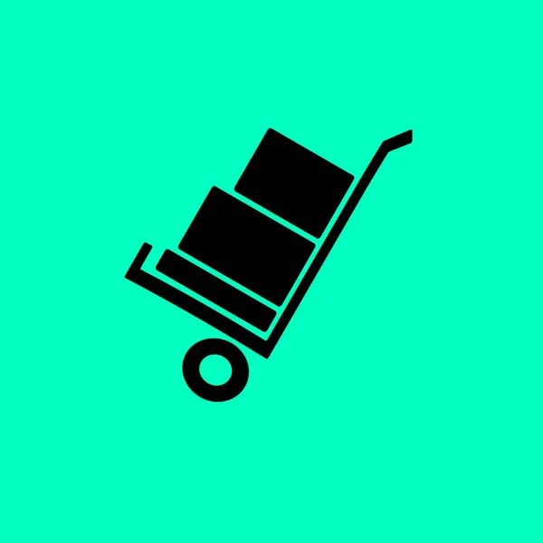 Carro de mano con cajas icono — Vector de stock