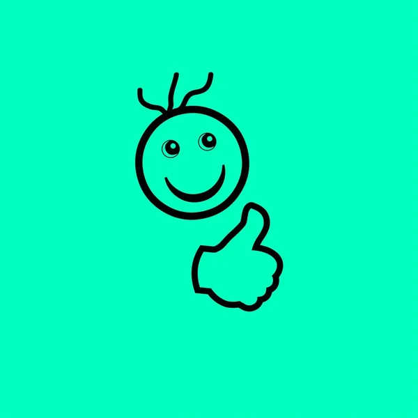 Smiley Face polegar para cima ícone —  Vetores de Stock