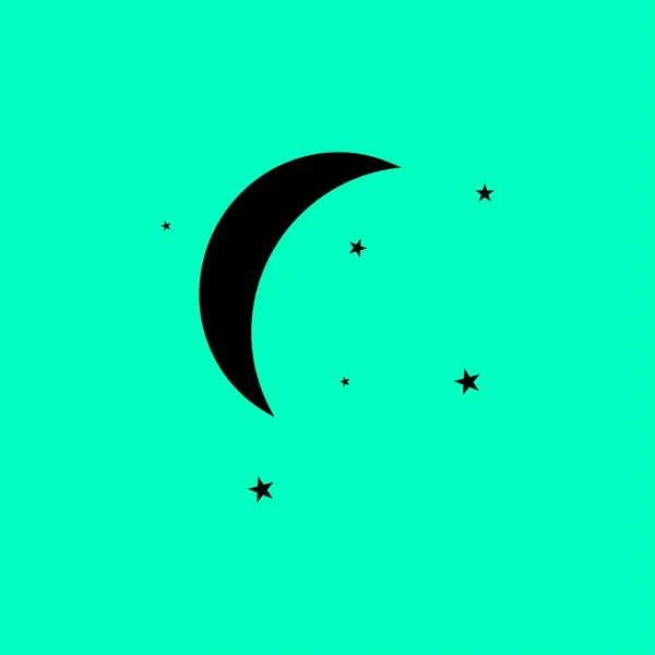 Icono plano Luna y estrellas — Vector de stock