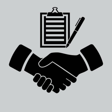 Denetim listesi ve el sıkışma düz simgesi