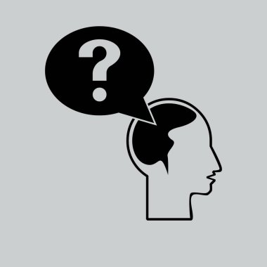 Soru işareti ve kafa düz simgesi