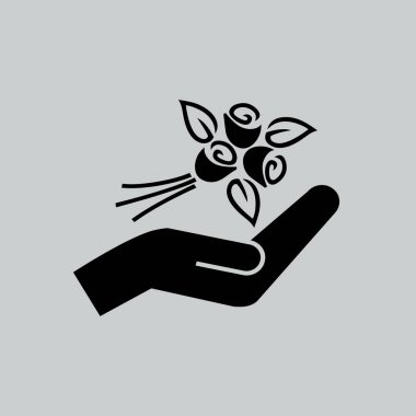 Gül el düz simgesi üzerinde