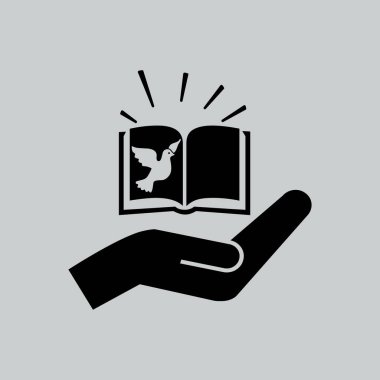 İncil kitap el düz simgesi üzerinde