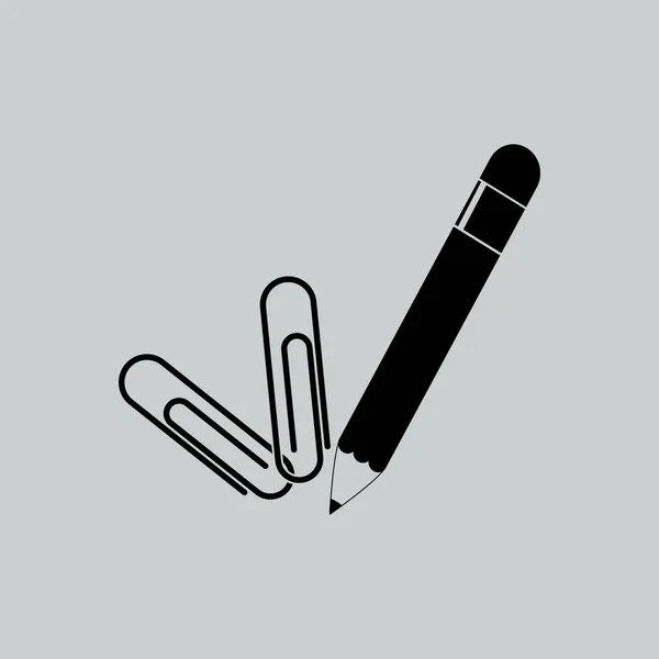 Ołówek i zszywki płaskie ikona — Wektor stockowy