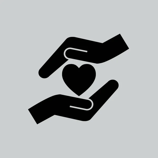 Coração e mãos plana ícone —  Vetores de Stock