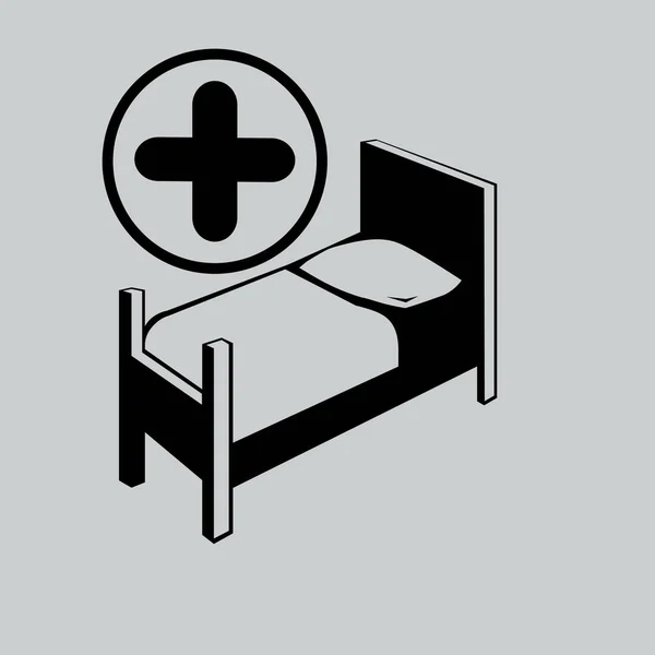 Ziekenhuis bed platte pictogram — Stockvector