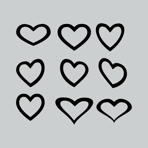 Corazones iconos conjunto — Vector de stock