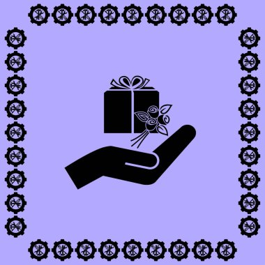 hediye ve el simgesi