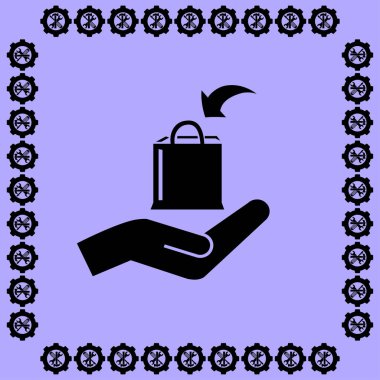 Alışveriş çantası el düz simgesi üzerinde