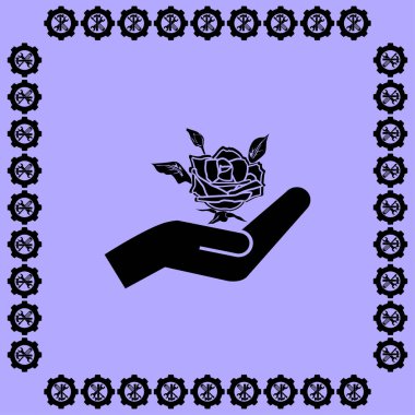 Gül el düz simgesi üzerinde