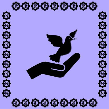 Güvercin ve el düz simgesi