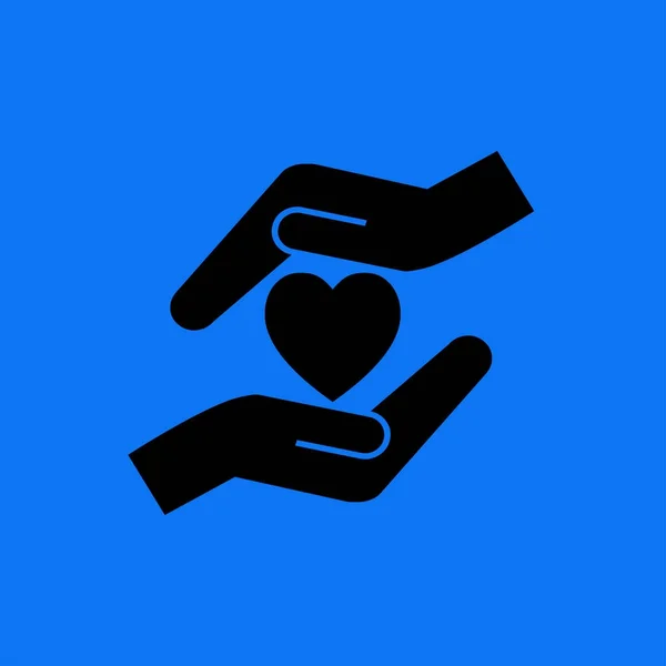 Corazón y manos icono — Vector de stock