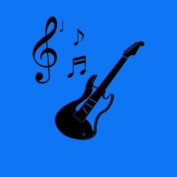 Guitare icône plate — Image vectorielle