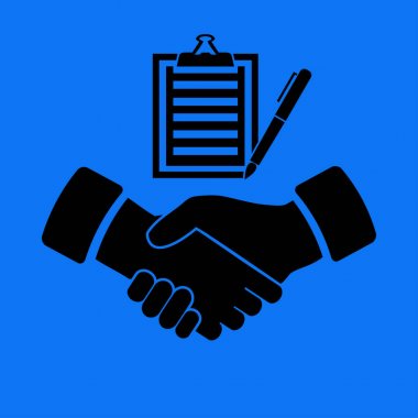 Denetim listesi ve el sıkışma düz simgesi