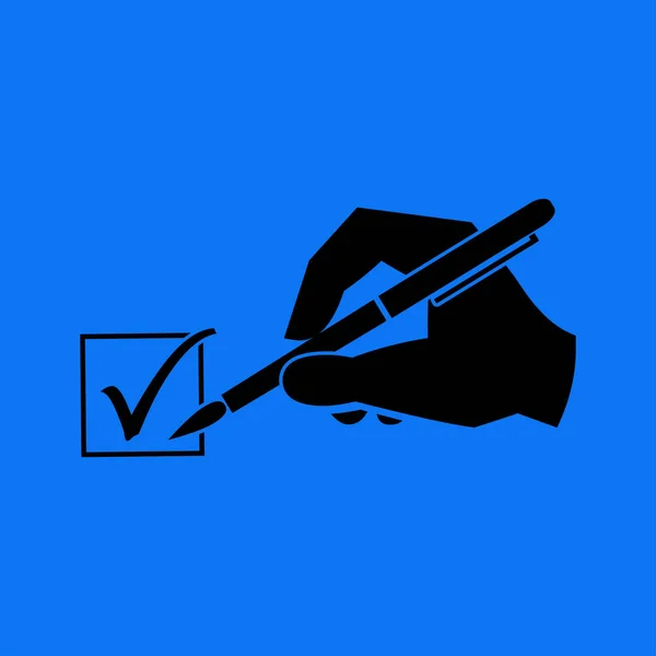 Mão com caneta plana ícone — Vetor de Stock