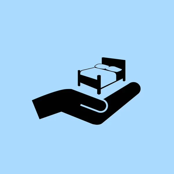 Bed en hand pictogram — Stockvector