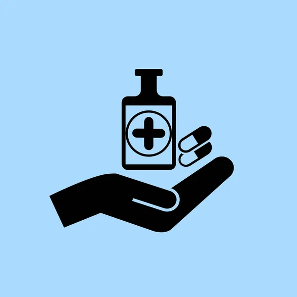 Médecine et icône de la main — Image vectorielle