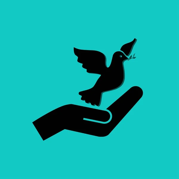 Ícone de pombo e mão — Vetor de Stock