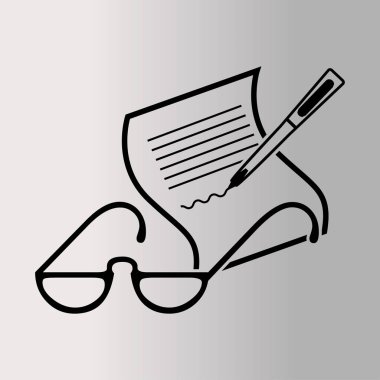 imza ve gözlük simgesi