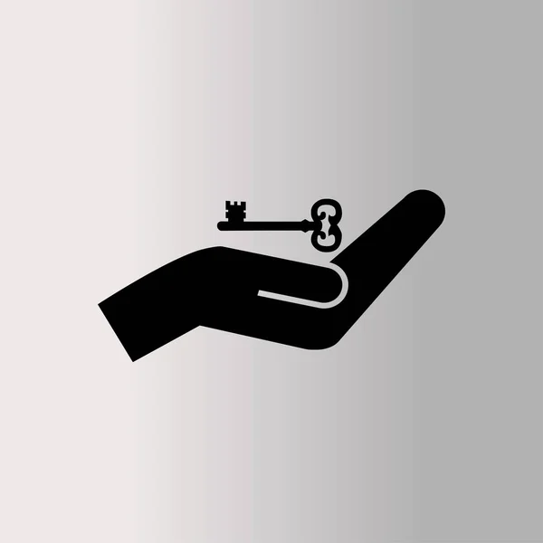 Hand en sleutel-pictogram — Stockvector