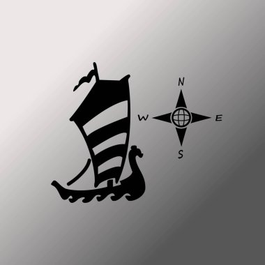 Pusula ve tekne vektör simgeler